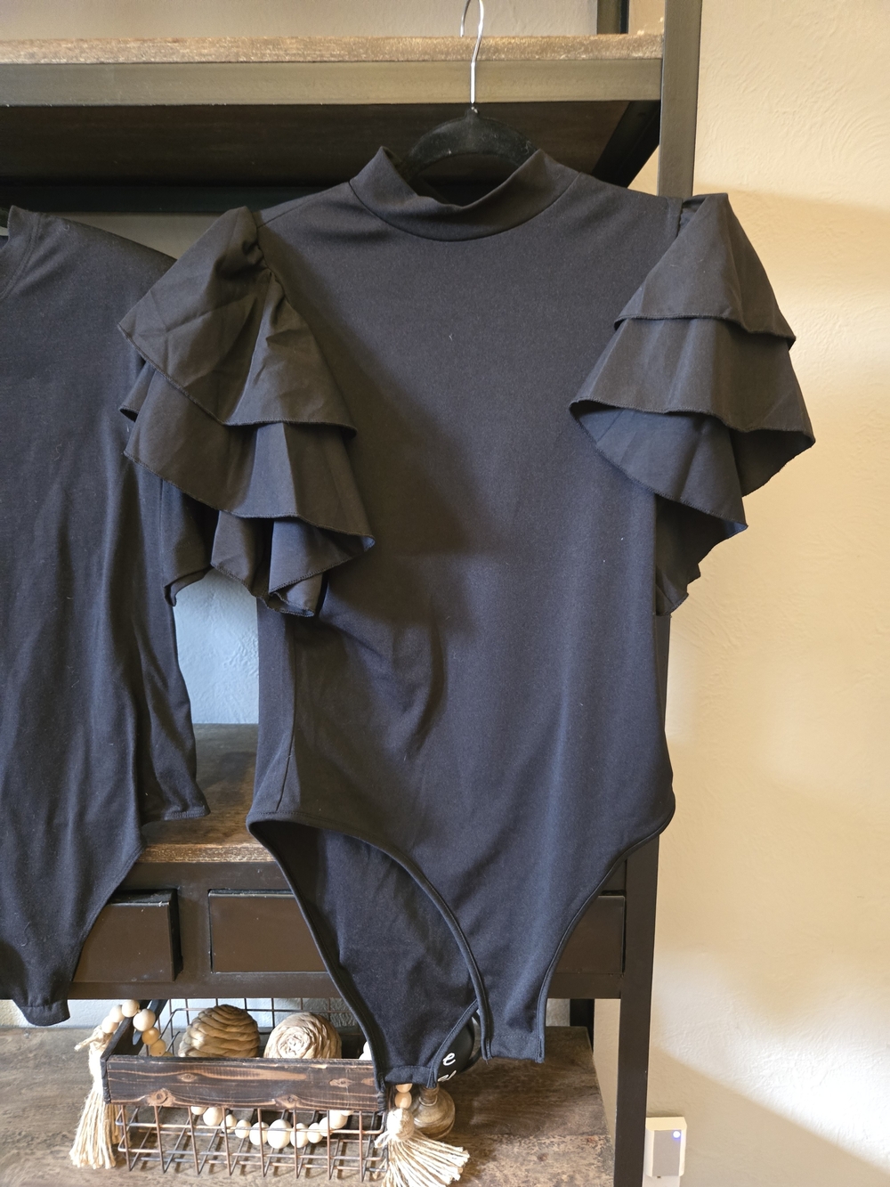 Black Ruffle Sleeve Bodysuit + 2 Others - Women